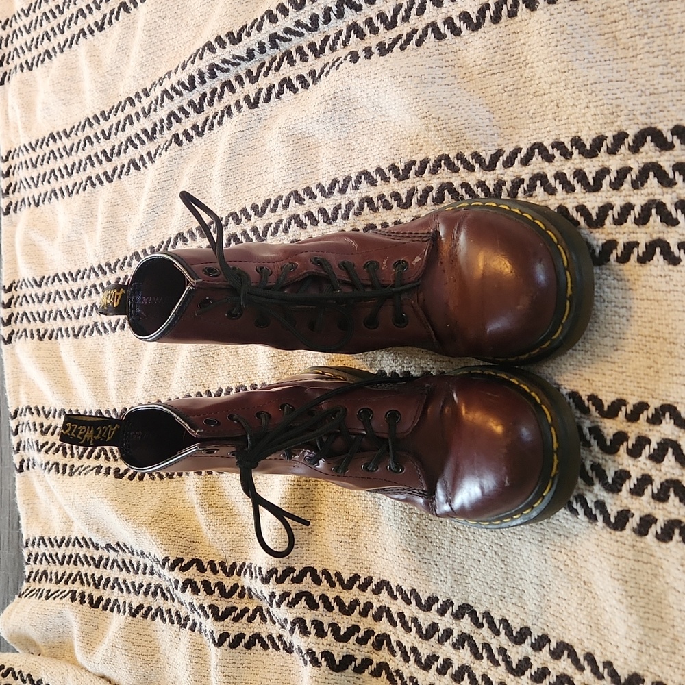 Burgundy Doc Marten Combat Boots